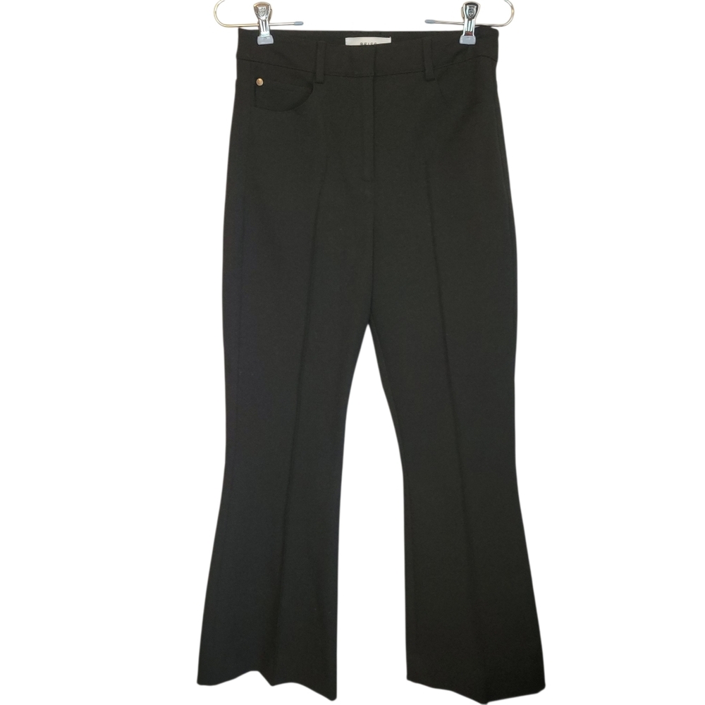 Reiss Dylan High Rise Flare Black Tailored Cropped Pants Size 4 Minimalist